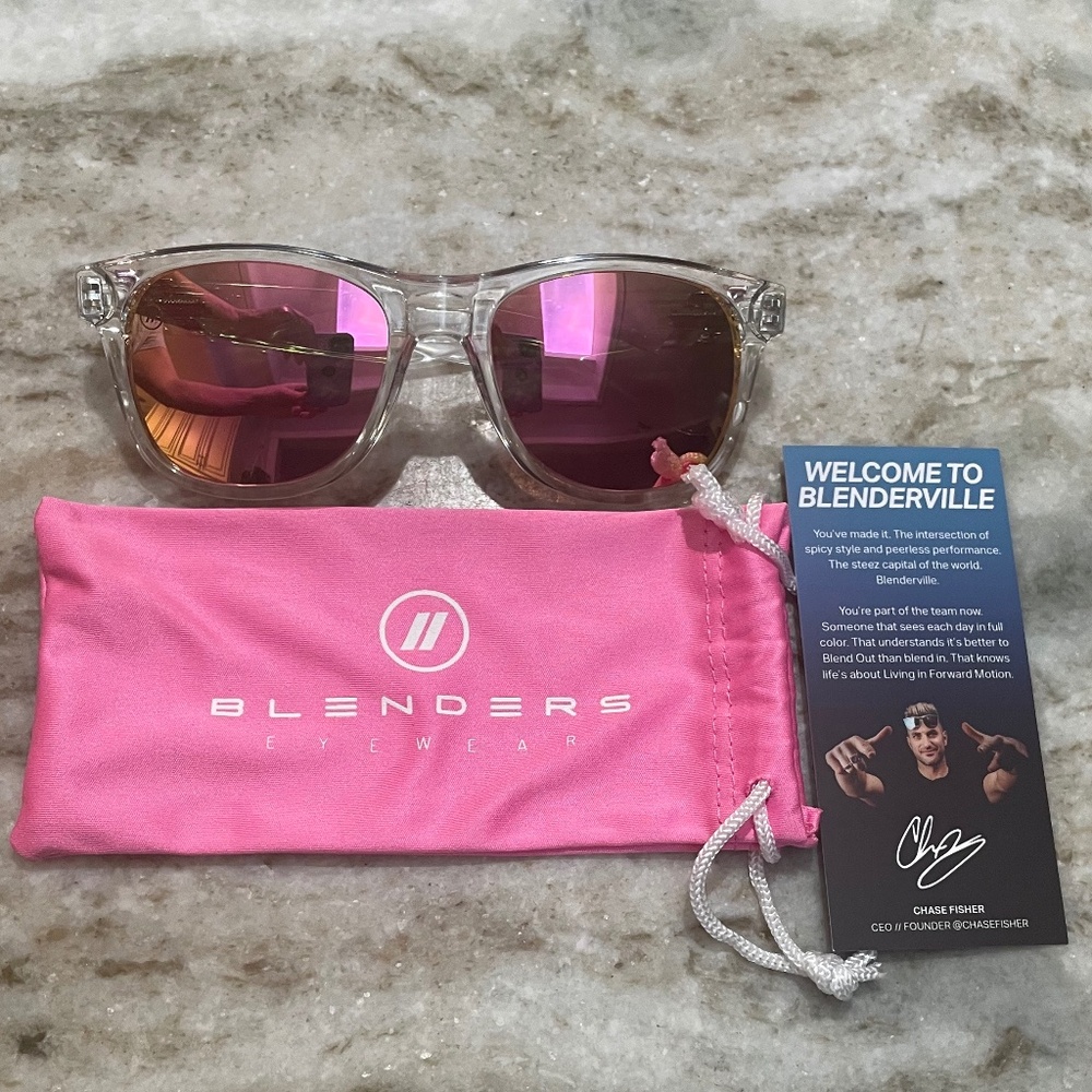 Pink Mirrored Sunglasses with Clear Frame